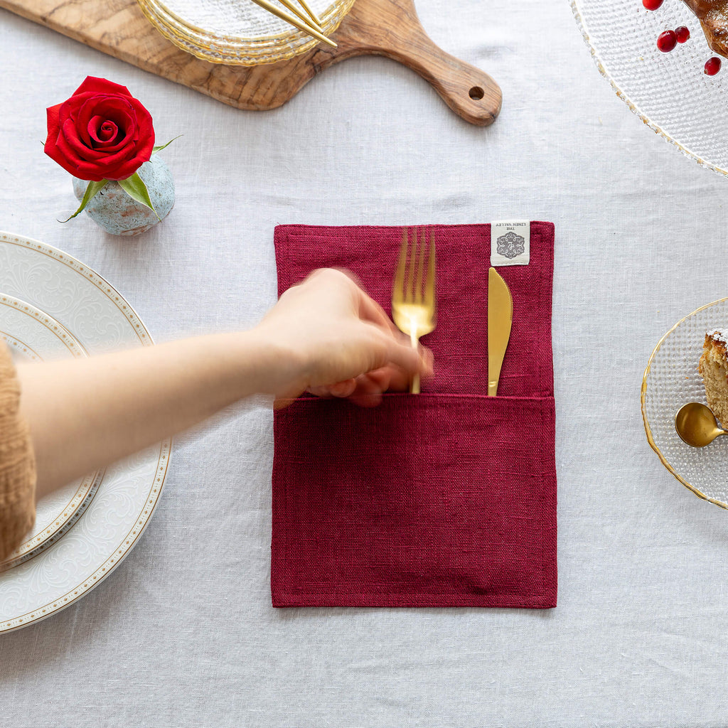 Burgundy Red linens for the festive season - perfect timeless colour