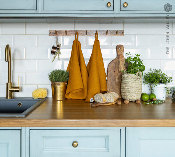 Amber Yellow Linen Towels (2 Pcs)