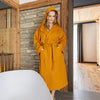Immerse yourself in our amber yellow linen bathrobe and enjoy the exceptional comfort and elegance, breathability of natural linen. Our linen bathrobe is designed and crafted with exceptional attention to detail, fabric and long-lasting practicality.