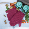 Crafted with care, these burgundy red linen oven mitten sets are the perfect companions for your culinary adventures.