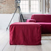 Introducing our new unbleached burgundy red linen ottoman cover – the ultimate solution for giving your ottoman a fresh look and upgrading your interior effortlessly.