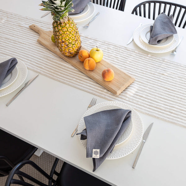 Introducing our charcoal grey linen napkins set, designed to elevate your dining experience with a touch of warmth and charm. Crafted with care, these napkins are the perfect companions for your culinary adventures.