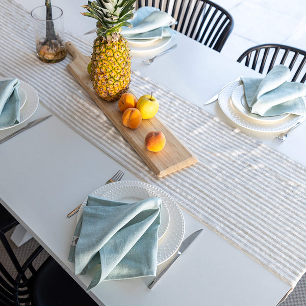 Introducing our dug egg blue linen napkins set, designed to elevate your dining experience with a touch of warmth and charm. Crafted with care, these napkins are the perfect companions for your culinary adventures.