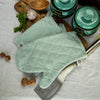 Crafted with care, these duck egg blue linen oven mitten sets are the perfect companions for your culinary adventures.
