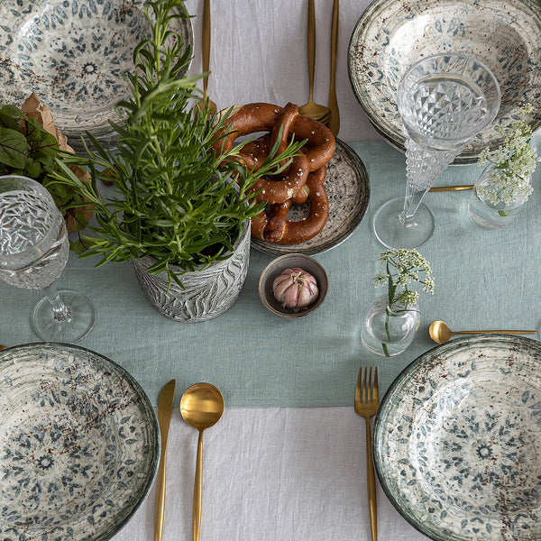 Give your table a touch of distinction and decoration with our duck egg blue linen table runner. Use the table runner on its own or combine it with a linen tablecloth, placemats or napkins.