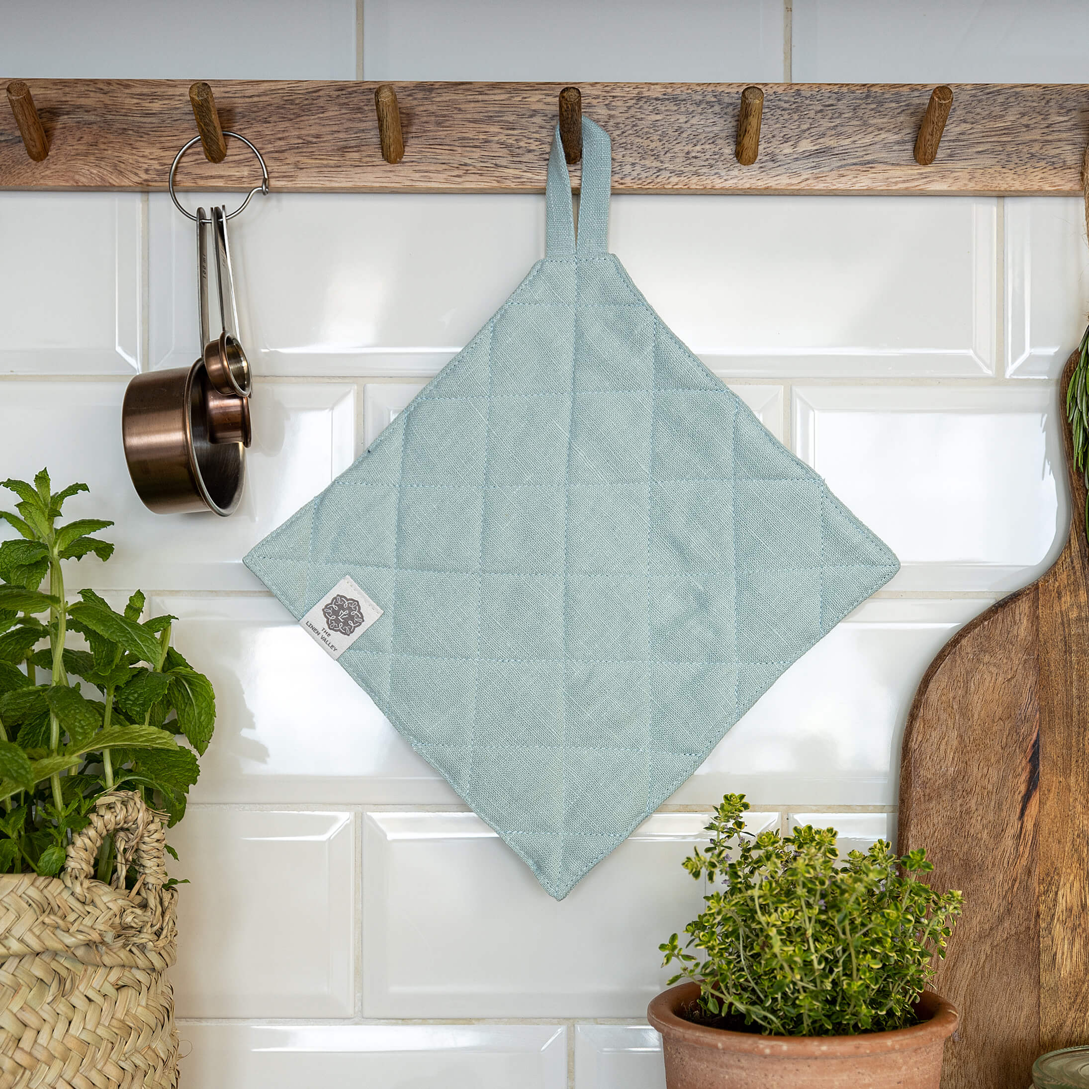 duck egg plant pot Duck Egg Blue Linen Pot Holder