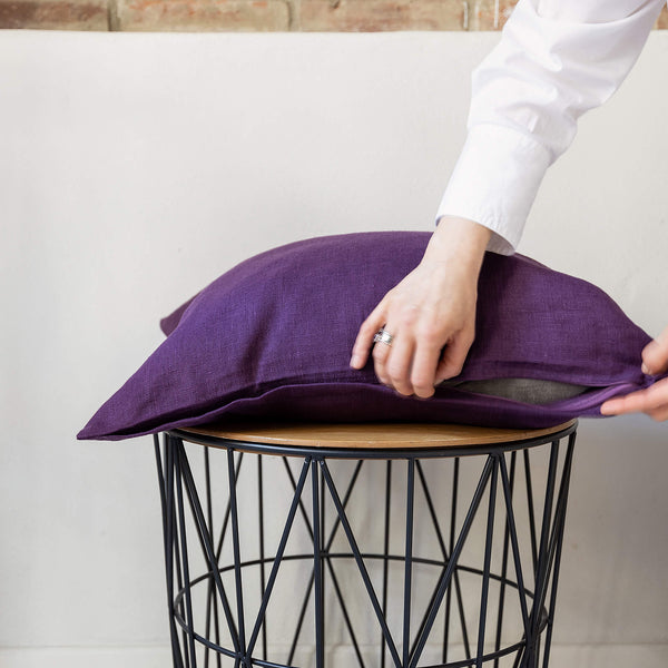 Sometimes it takes just a small detail to make a home interior complete, perfect and unique. That little detail could be our deep purple linen throw pillow with zipper. With them pillows always go with any interior from minimalist to classic style.