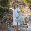 Duck egg blue linen tote bags designed and made for long, comfortable and sustainable use. Whether you're going to the beach, planning a visit to the market, or taking your baked cake to friends, our linen bag is always perfect for you.