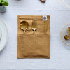Dusty mustard linen cutlery holder will make your table setting look neat and tidy. Decorative cutlery pouch can be paired with table napkins or other table linens, mixed or matched.