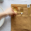 Dusty mustard linen cutlery holder will make your table setting look neat and tidy. Decorative cutlery pouch can be paired with table napkins or other table linens, mixed or matched.
