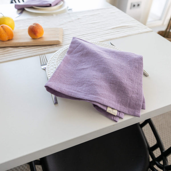 Introducing our light lilac linen napkins set, designed to elevate your dining experience with a touch of warmth and charm. Crafted with care, these napkins are the perfect companions for your culinary adventures.