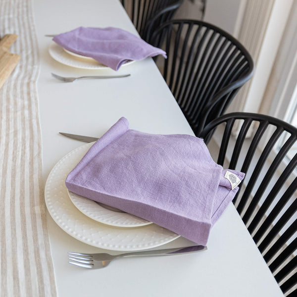 Introducing our light lilac linen napkins set, designed to elevate your dining experience with a touch of warmth and charm. Crafted with care, these napkins are the perfect companions for your culinary adventures.