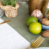 Give your table a touch of distinction and decoration with our moss green linen table runner. Use the table runner on its own or combine it with a linen tablecloth, placemats or napkins.