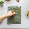 Moss Green linen cutlery holder will make your table setting look neat and tidy. Decorative cutlery pouch can be paired with table napkins or other table linens, mixed or matched.