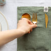 Moss Green linen cutlery holder will make your table setting look neat and tidy. Decorative cutlery pouch can be paired with table napkins or other table linens, mixed or matched.