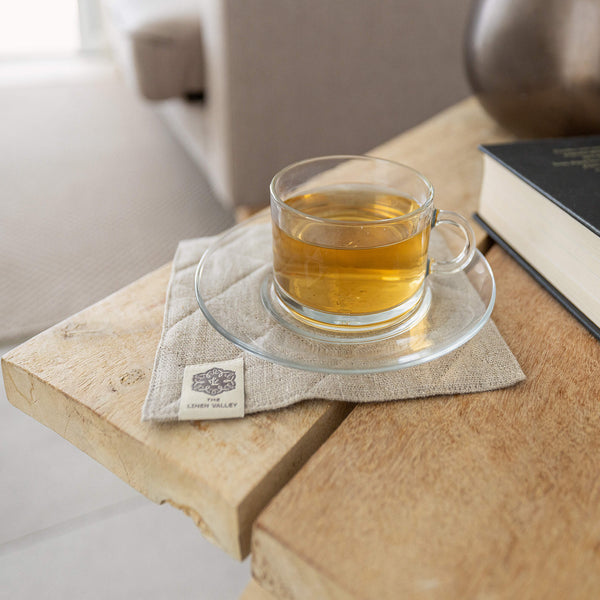 Natural Linen Square Coasters Set