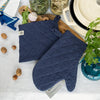 Crafted with care, these navy blue linen oven mitten sets are the perfect companions for your culinary adventures.