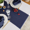 Give your table a touch of distinction and decoration with our navy blue linen table runner. Use the table runner on its own or combine it with a linen tablecloth, placemats or napkins.