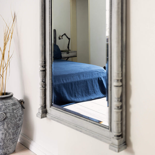 Navy Blue Linen Bedspread