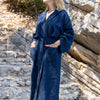 Wrap yourself in our navy blue linen bathrobe and enjoy the exceptional comfort, elegance and breathability of natural linen. Our linen bathrobe is designed and crafted with exceptional attention to details.