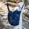 Navy blue linen tote bags designed and made for long, comfortable and sustainable use. Whether you're going to the beach, planning a visit to the market, or taking your baked cake to friends, our linen bag is always perfect for you.