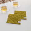 Natural Linen Square Coasters Set