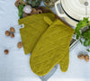 Crafted with care, these olive green linen oven mitten sets are the perfect companions for your culinary adventures.