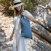 Ocean blue linen canvas bags designed and made for long, comfortable and sustainable use. Whether you're going to the beach, planning a visit to the organic market, or taking your baked cake to friends, our linen bag is always perfect for you.