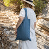 Ocean blue linen canvas bags designed and made for long, comfortable and sustainable use. Whether you're going to the beach, planning a visit to the organic market, or taking your baked cake to friends, our linen bag is always perfect for you.