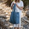 Ocean blue linen tote bags designed and made for long, comfortable and sustainable use. Whether you're going to the beach, planning a visit to the market, or taking your baked cake to friends, our linen bag is always perfect for you.