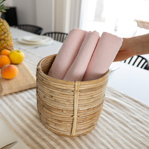 Introducing our quartz rose linen napkins set, designed to elevate your dining experience with a touch of warmth and charm. Crafted with care, these napkins are the perfect companions for your culinary adventures.