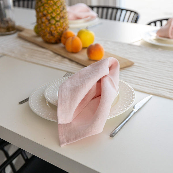 Introducing our quartz rose linen napkins set, designed to elevate your dining experience with a touch of warmth and charm. Crafted with care, these napkins are the perfect companions for your culinary adventures.