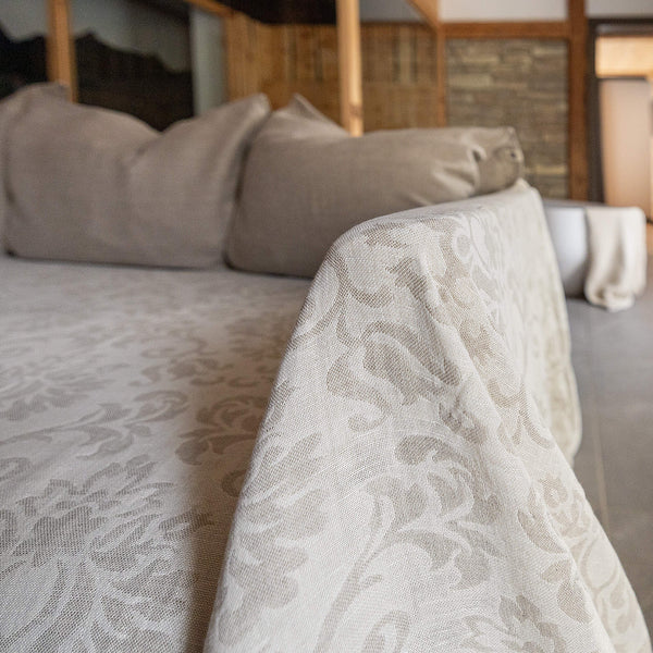 Whether you're looking for your sofa protection or refresh its appearance, our royal floral pattern linen couch cover will provide the perfect solution. The timeless natural linen effortlessly complements any interior decor.