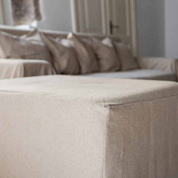 Our new rustic heavy unbleached linen ottoman cover – the ultimate solution for giving your ottoman a fresh look and upgrading your interior. Crafted with care, our ottoman cover made from the highest quality linens, available in a range of colours.