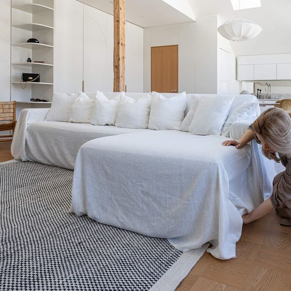 Our Antique White linen couch covers made for sectional sofas to protect your couch from the spots on the daily basis or if you feel that the couch needs a new look in the room.