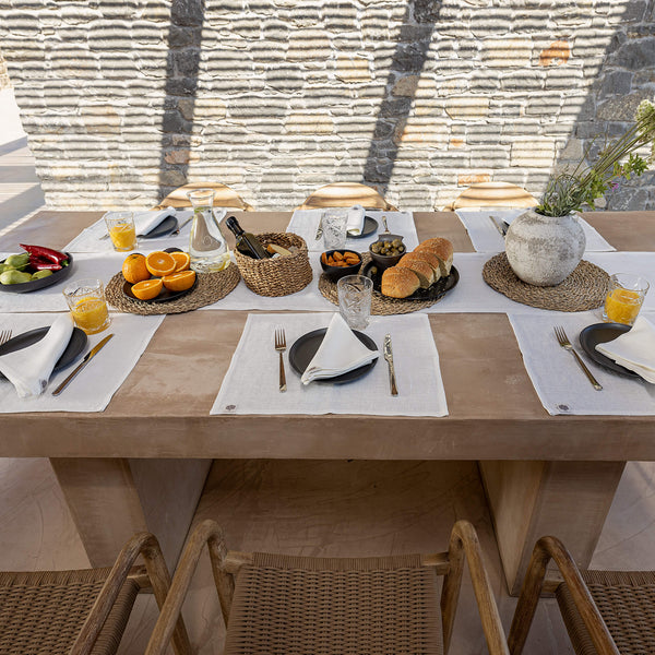 Discover The Linen Valley's antique white linen placemats, which combines everyday luxury with sustainable elegance, where natural linen completely transforms and enhances your table setting.