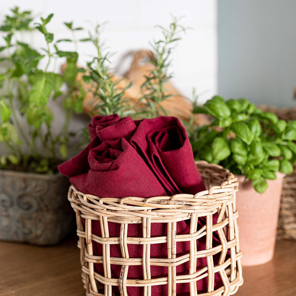 Introducing our burgundy red linen napkins set, designed to elevate your dining experience with a touch of warmth and charm. Crafted with care, these napkins are the perfect companions for your culinary adventures.