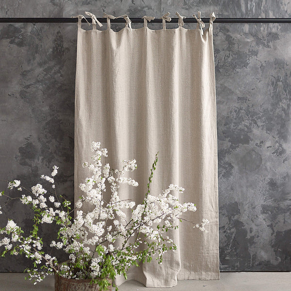 Our tie top rustic linen curtains are designed and made to give your home a unique and timeless charm, and no matter the style of your home, linen can fit into any interior.