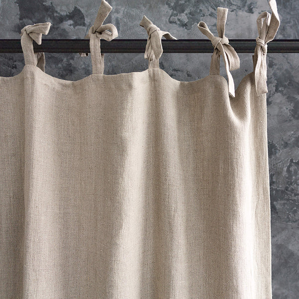 Our tie top rustic linen curtains are designed and made to give your home a unique and timeless charm, and no matter the style of your home, linen can fit into any interior.