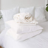 Optical white linen sheets will grant luxurious comfort and will give your bed new elegant look.Crafted to elevate your sleeping experience, each set includes soft fitted sheet, a flat sheet and two pillowcases.