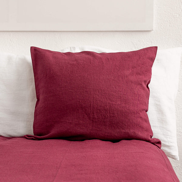 That little detail could be our burgundy red linen throw pillow. Linen pillows would fit interiors from minimalist to classic, from Scandinavian to country style.