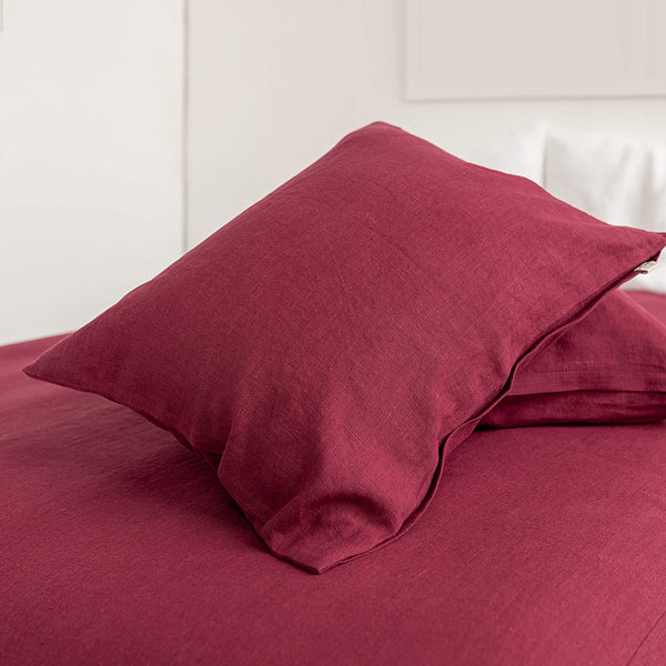 That little detail could be our burgundy red linen throw pillow. Linen pillows would fit interiors from minimalist to classic, from Scandinavian to country style.