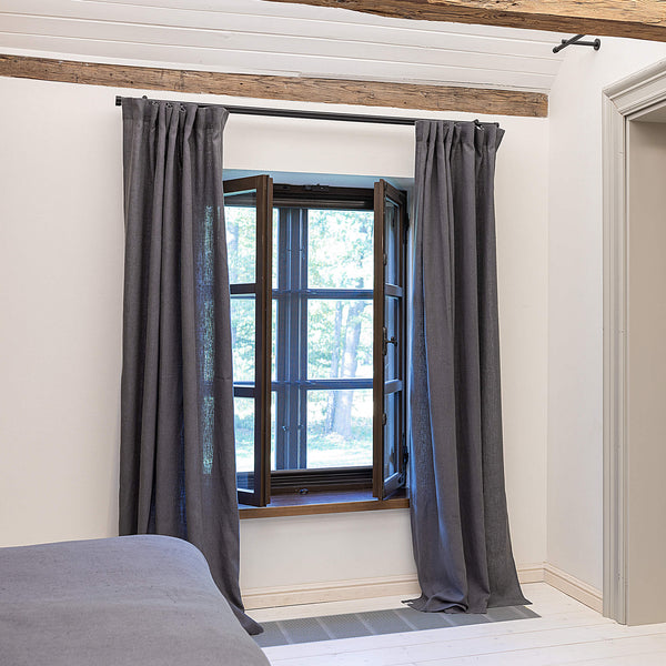 Our charcoal grey linen curtains are designed and made to give your home unique and timeless charm. Linen curtains would complement interiors from minimalistic, Scandinavian or modern to Mediterranean or classical style.