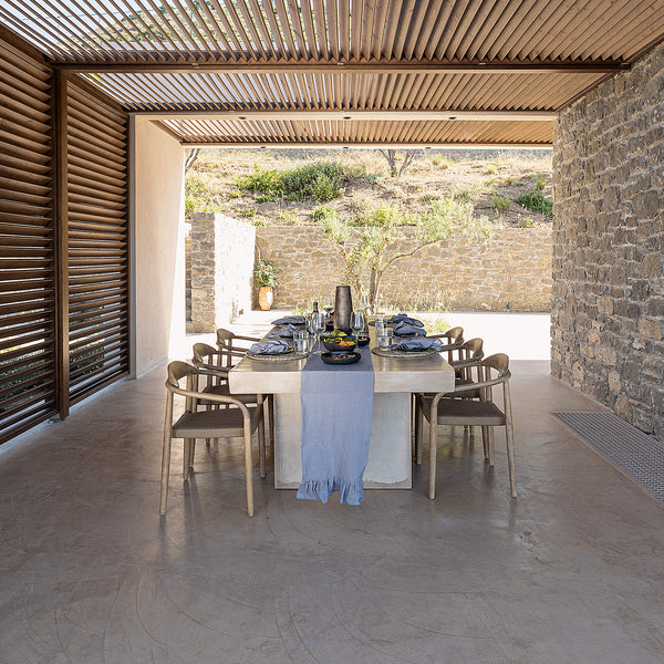 Charcoal Grey Linen Table Runner with Ruffle