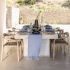 Charcoal Grey Linen Table Runner with Ruffle