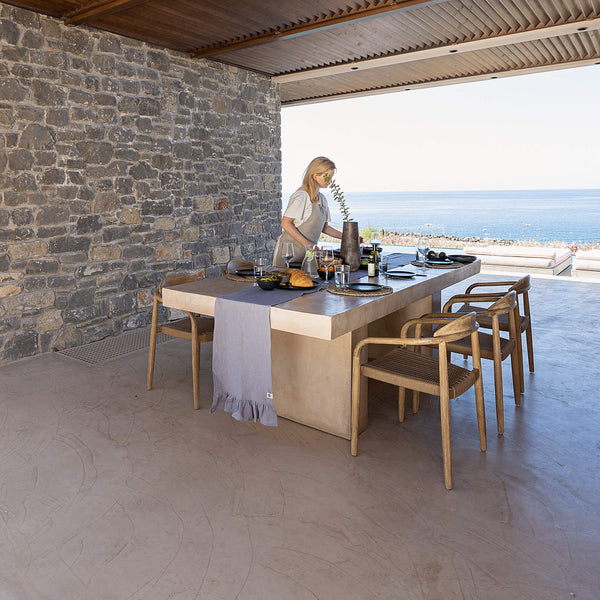 Charcoal Grey Linen Table Runner with Ruffle