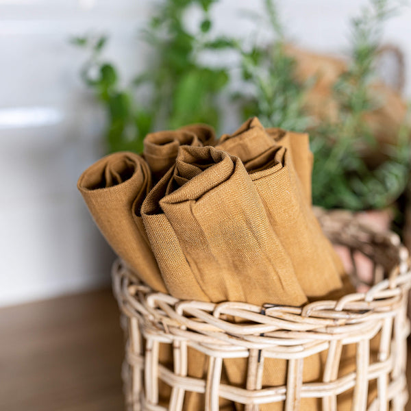 Introducing our dusty mustard linen napkins set, designed to elevate your dining experience with a touch of warmth and charm. Crafted with care, these napkins are the perfect companions for your culinary adventures.
