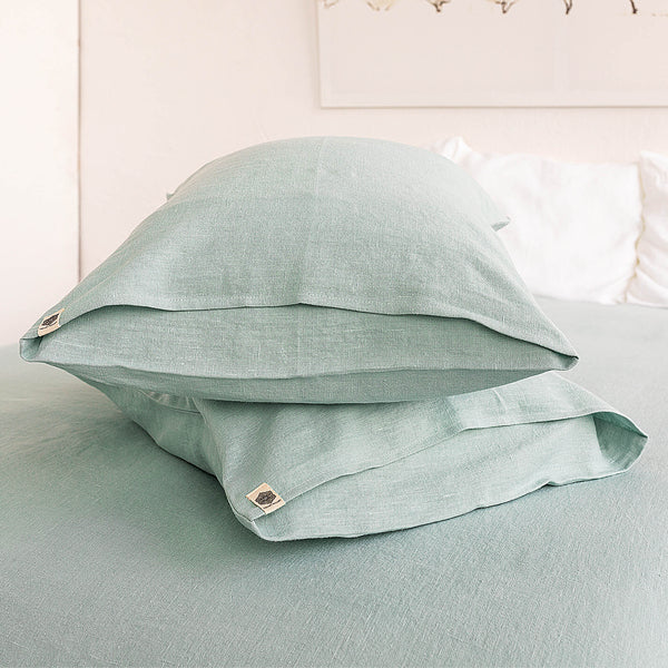 That little detail could be our duck egg blue linen throw pillow. Linen pillows would fit interiors from minimalist to classic, from Scandinavian to country style.
