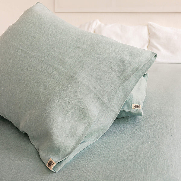 That little detail could be our duck egg blue linen throw pillow. Linen pillows would fit interiors from minimalist to classic, from Scandinavian to country style.