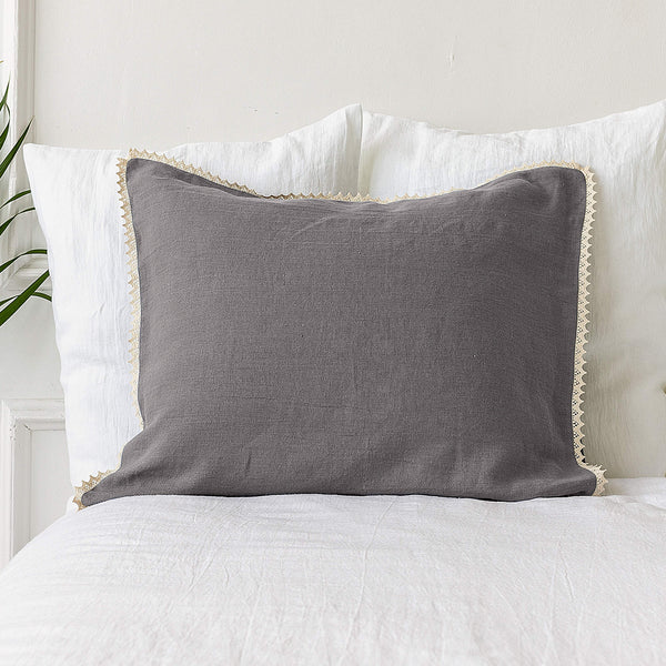 Our charcoal grey linen pillowcases will add a touch of elegance and style to your bedroom.